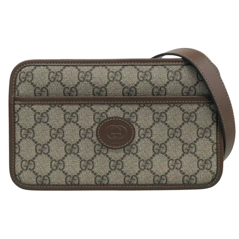 グッチ GUCCI ショルダーバッグ 斜め掛け GGスプリームキャンバス/レザー ベージュ/ブラウン 658572 中古 GU0680