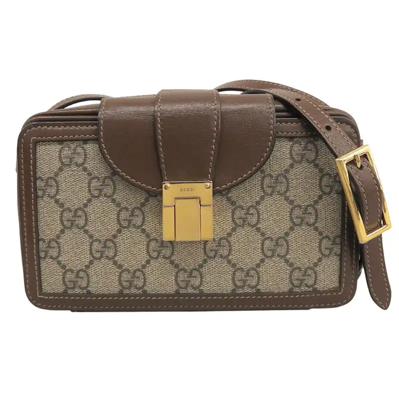 http://グッチ%20GUCCI%20ショルダーバッグ%20GGスプリームキャンバス/レザー%20ベージュ/ブラウン%20614368%20中古%20GU0686