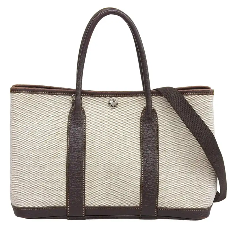 エルメス HERMES ガーデンパーティTPM 2WAYバッグ トート ショルダー トワルアッシュ/レザー マロン □I刻印 2005年 中古 HE1200