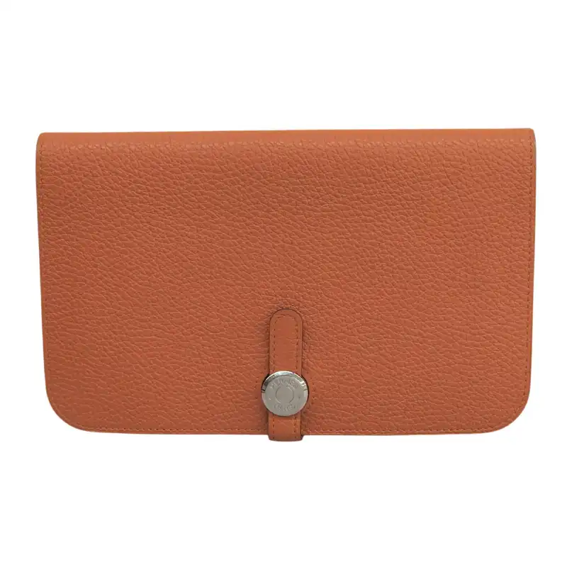 エルメス HERMES ドゴンGM 長財布 レザー オレンジ □O刻印 2011年 中古 HE1205
