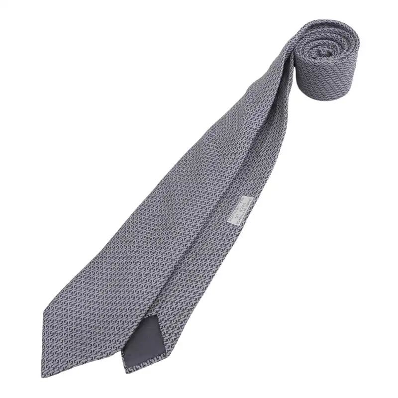 エルメス HERMES シェーヌダンクル ネクタイ シルク グレー 中古 HE1207