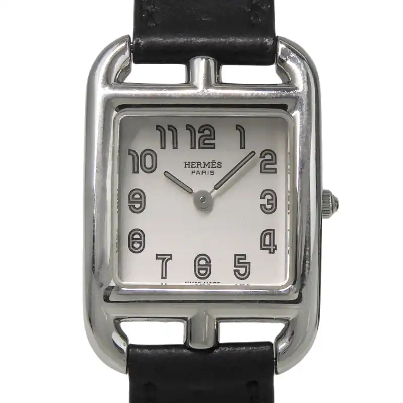 エルメス HERMES ドゥブルトゥール ケープコッド レディース クォーツ 腕時計 SS/革 白文字盤 □F刻印 2002年 CC1.210 中古 HE1208