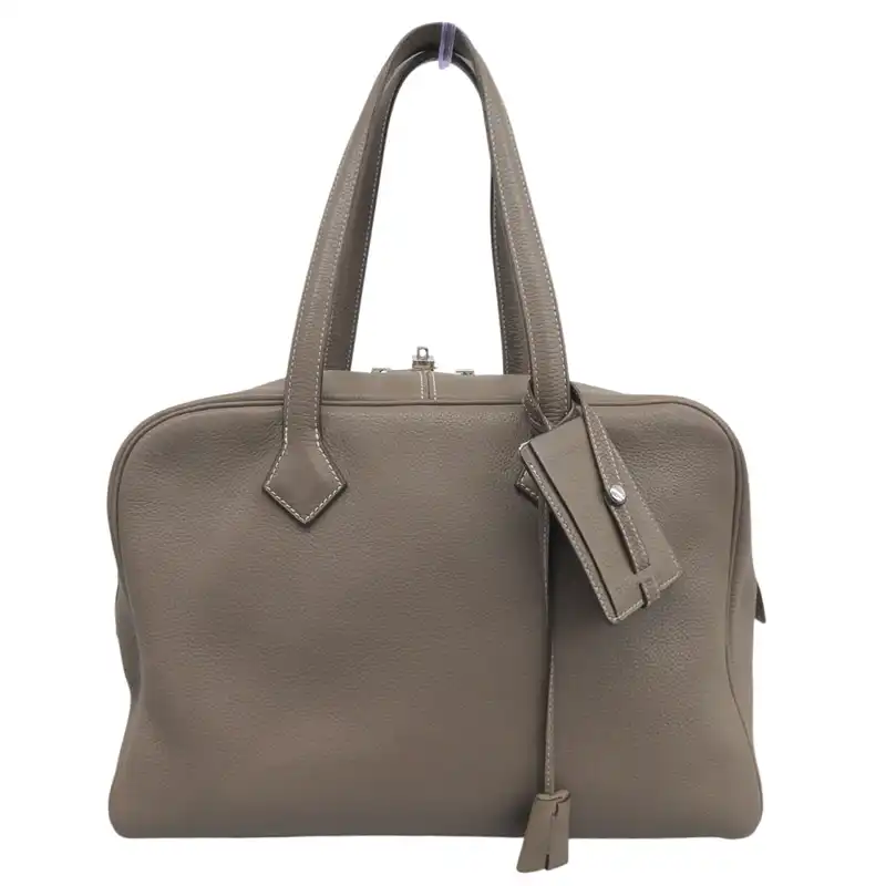 エルメス HERMES ヴィクトリア35 ショルダーバッグ ハンドバッグ レザー エトゥープ □L刻印 2008年 中古 HE1210