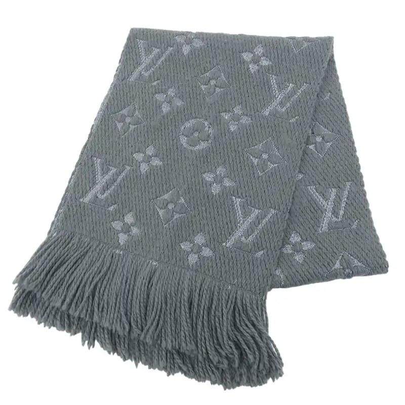 ルイヴィトン LOUIS VUITTON エシャルプロゴマニア シャイン マフラー ウール/シルク カーキ 中古 LV2092