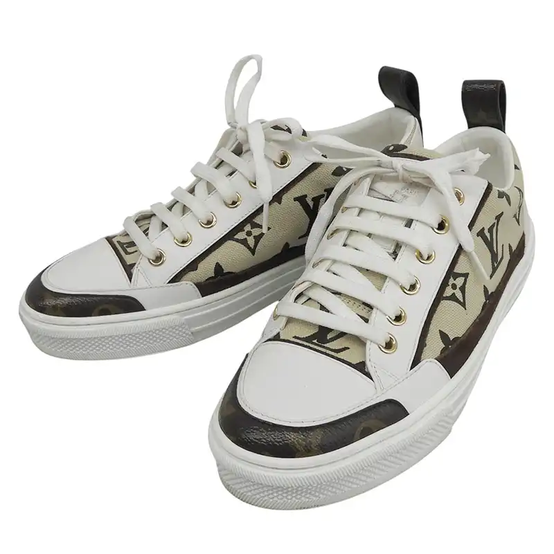 ルイヴィトン LOUIS VUITTON モノグラム ステラーライン 靴 スニーカー キャンバス/レザー ホワイト/ブラウン #36 23cm 中古 LV2116