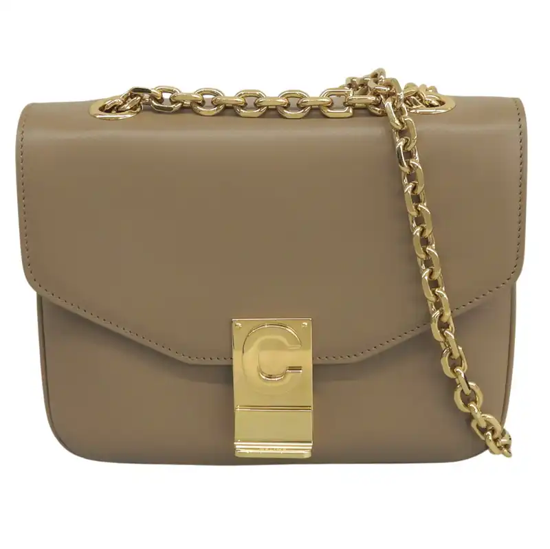 セリーヌ CELINE C セー スモール ショルダーバッグ チェーンシェルダー レザー ライトキャメル 188403BFB.02BA 中古 OB2795