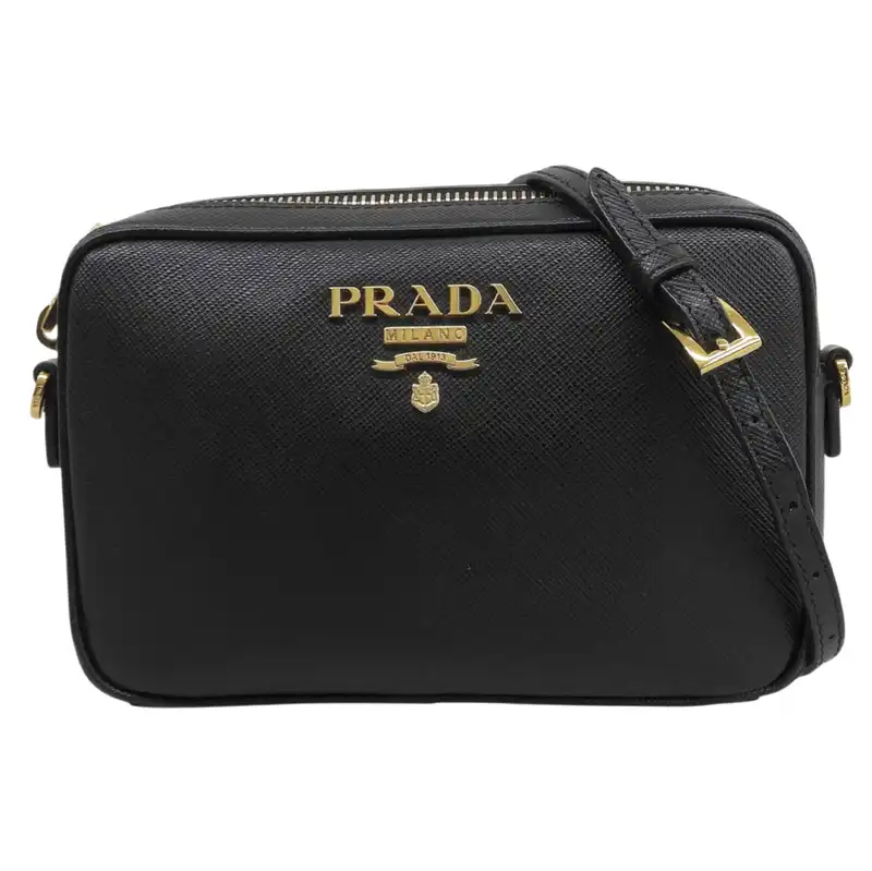 プラダ PRADA ショルダーバッグ サフィアーノ レザー ブラック 中古 OB2811