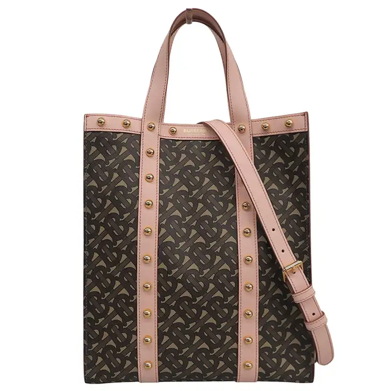 http://バーバリー%20BURBERRY%202WAYバッグ%20トートバッグ%20ショルダーバッグ%20PVC/レザー%20ブラウン/ピンク%20中古%20OB2838