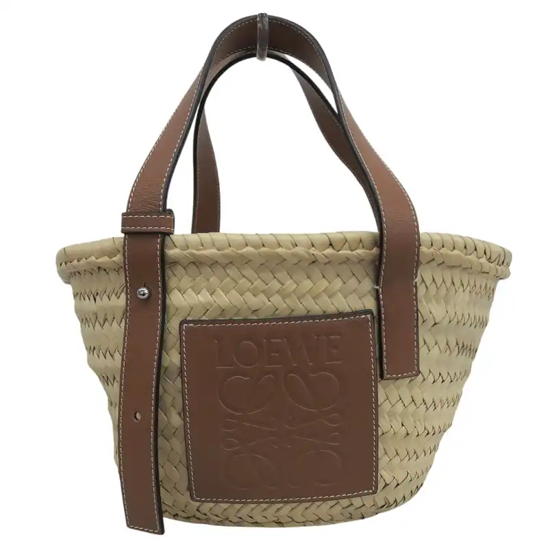 http://ロエベ%20LOEWE%20バスケットバッグ%20スモール%20トートバッグ%20かごバッグ%20ラフィア/レザー%20ナチュラル/タン%20327.02.S93%20中古%20OB2840