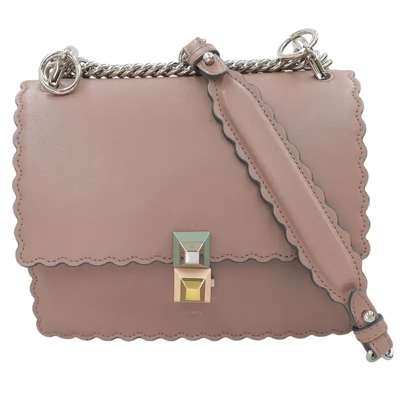 フェンディ FENDI キャナイ スモール ショルダーバッグ チェーンショルダー レザー ピンク 8M0381 中古 OB2854