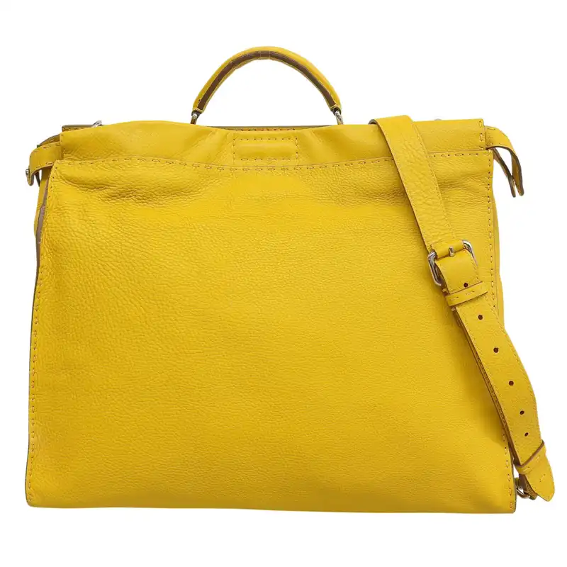 フェンディ FENDI ピーカブー フィット セレリア 2WAYバッグ ハンドバッグ ショルダーバッグ レザー イエロー 7VA354 中古 OB2855
