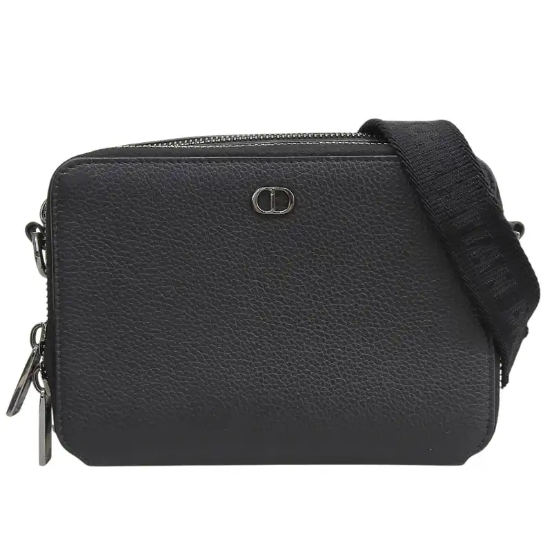 ディオール CHRISTIAN DIOR ショルダーバッグ ウォレットショルダー レザー ブラック 中古 OB2856