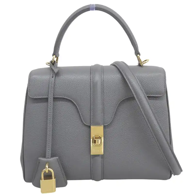 http://セリーヌ%20CELINE%20スモール%20セーズ16%202WAYバッグ%20ハンドバッグ%20ショルダーバッグ%20レザー%20グレー%20188003BF8.09GM%20中古%20OB2871