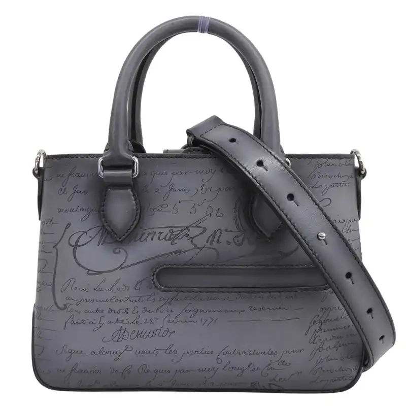ベルルッティ BERLUTI トゥジュールガリバー 2WAYバッグ ハンドバッグ ショルダーバッグ スクリットレザー グレー 中古 OB2873
