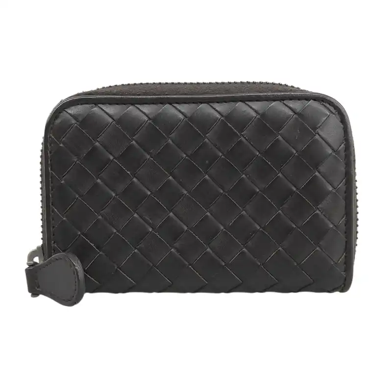 ボッテガヴェネタ BOTTEGA VENETA イントレチャート コインケース 小銭入れ レザー ブラウン 中古 OBB0705