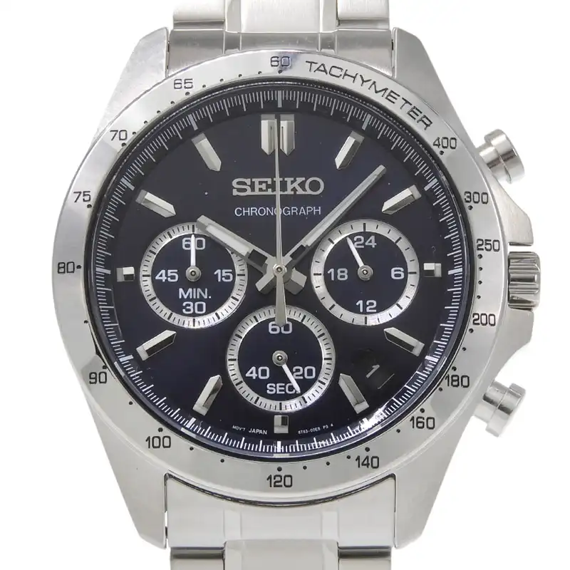 http://セイコー%20SEIKO%20メンズ%20クォーツ%20クロノグラフ%20腕時計%20SS%20ダークブルー文字盤%20SBTR011%20美品%20OW0501