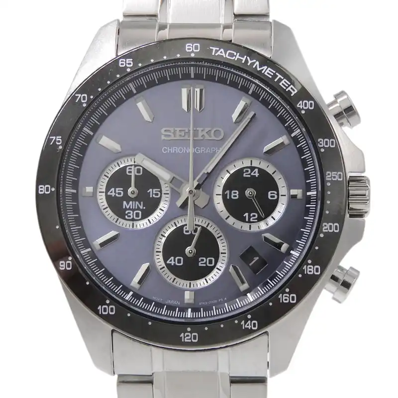 http://セイコー%20SEIKO%20メンズ%20クォーツ%20クロノグラフ%20腕時計%20SS%20グレーブルー文字盤%20SBTR027%20美品%20OW0502