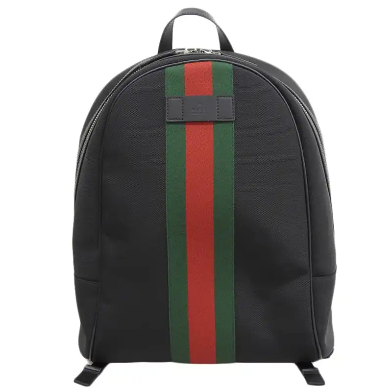 グッチ GUCCI バックパック リュックサック シェリーライン ナイロン/レザー ブラック 630918 中古 GU0689