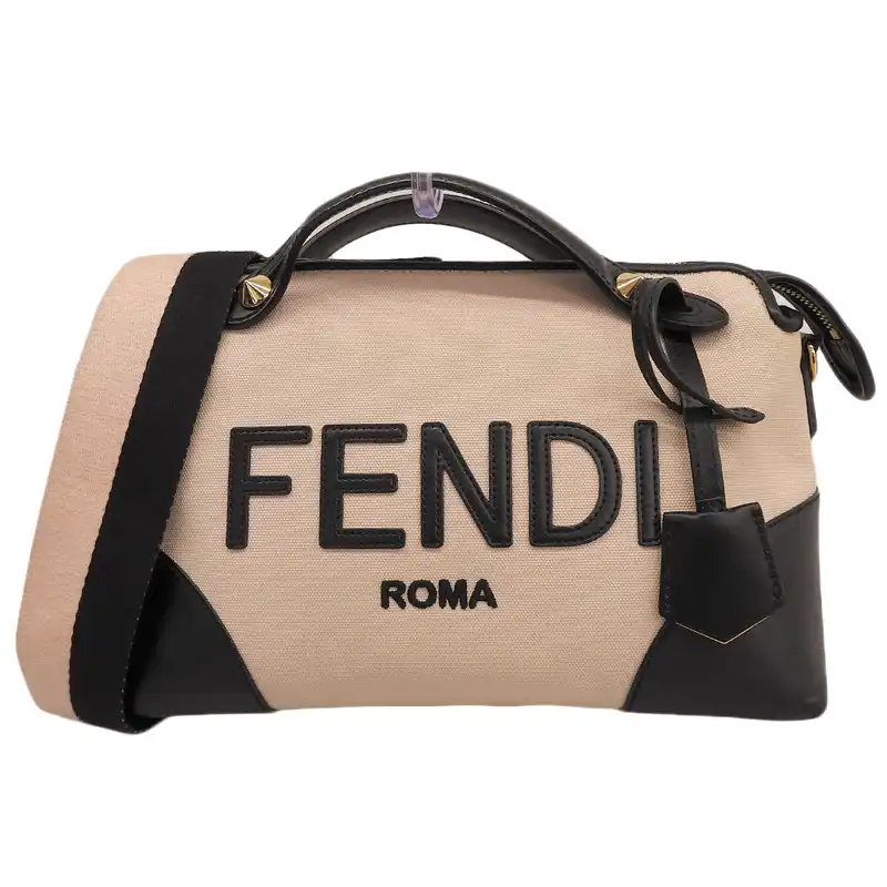 フェンディ FENDI バイザウェイ 2WAY ショルダー ハンドバッグ キャンバス/レザー ベージュ/ブラック 2WAYバッグ 中古 OB2884