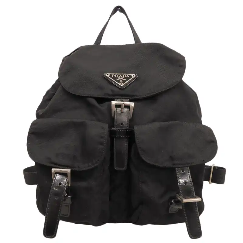 プラダ PRADA バックパック リュックサック ナイロン/レザー ブラック 中古 OB2885
