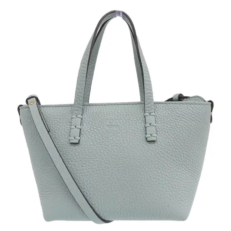 フェンディ FENDI ロール ミニ 2WAYバッグ ハンドバッグ ショルダーバッグ レザー ブルー 8BS096 中古 OB2886