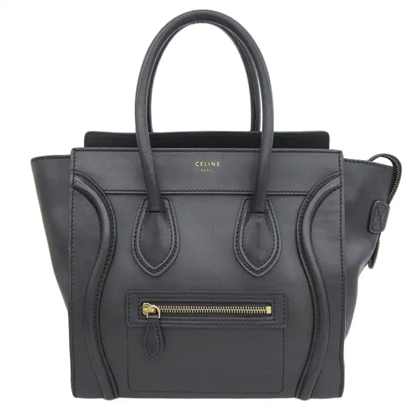 http://セリーヌ%20CELINE%20ラゲージ%20マイクロショッパー%20ハンドバッグ%20レザー%20ブラック%20中古%20OB2904