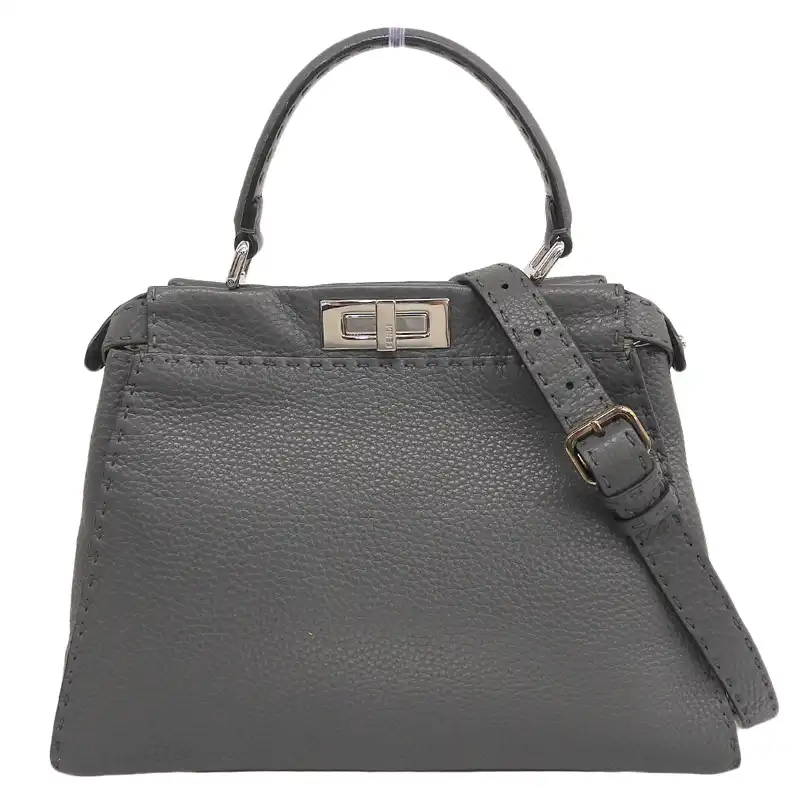 http://フェンディ%20FENDI%20ピーカブー%202WAYバッグ%20ハンドバッグ%20ショルダーバッグ%20レザー%20グレー%208BN290%20中古%20OB2905
