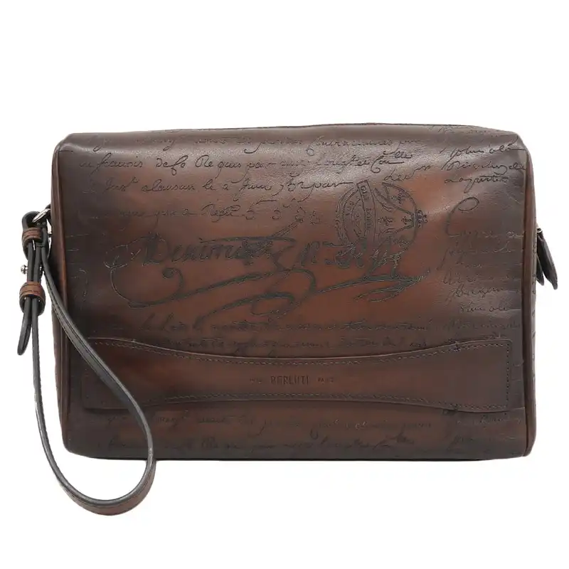 http://ベルルッティ%20BERLUTI%20カリグラフィ%20クラッチバッグ%20レザー%20ブラウン%20中古%20OB2906