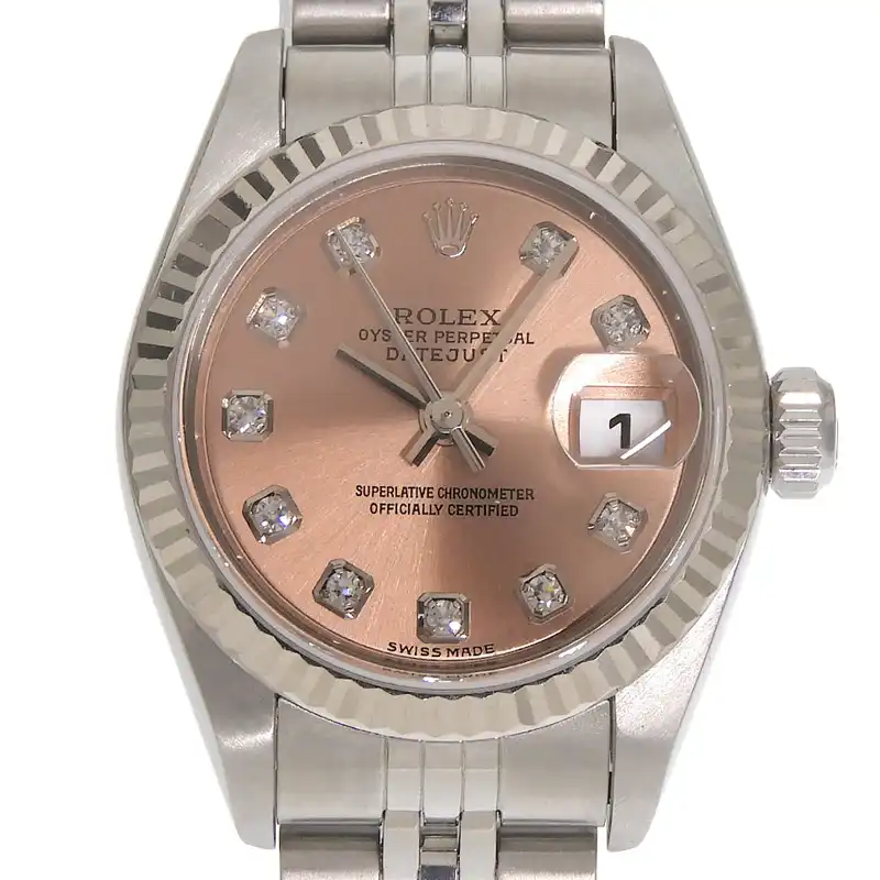 ロレックス ROLEX デイトジャスト レディース 自動巻き 腕時計 SS/K18WG 10Pダイヤモンド ピンク文字盤 79174G NJ/NP 中古 RO0401