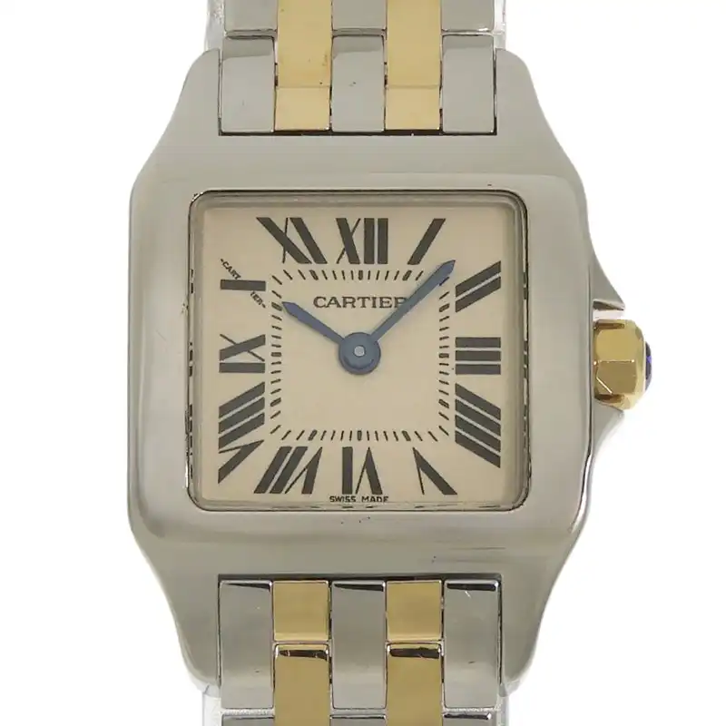 カルティエ CARTIER サントスドゥモワゼルSM レディース クォーツ 腕時計 SS/YG ホワイト文字盤 W25066Z6 中古 CA0494