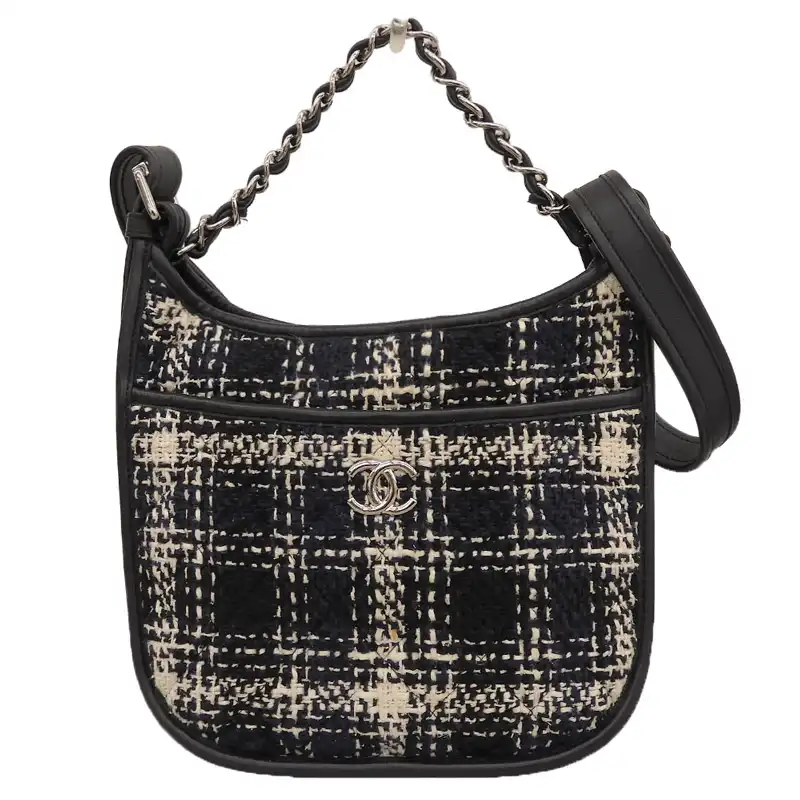 シャネル CHANEL マトラッセ 2WAYバッグ ハンドバッグ ショルダーバッグ ツイード/レザー ネイビー/ブラック 中古 CH1161