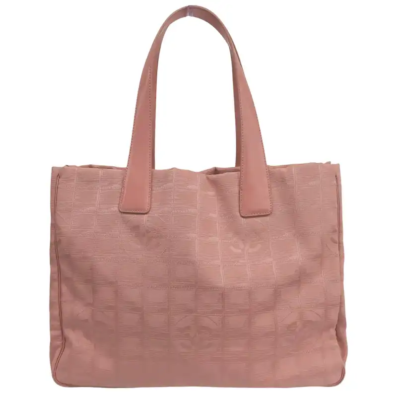 シャネル CHANEL ニュートラベルラインMM トートバッグ ナイロン/レザー ピンク 10番台 中古 CH1162