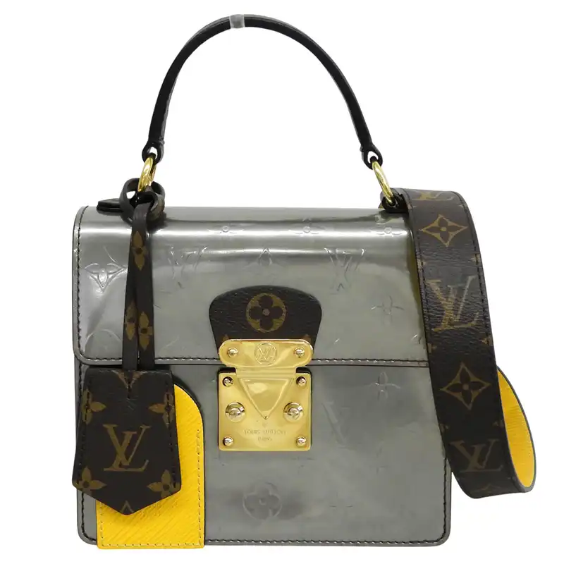 http://ルイヴィトン%20LOUIS%20VUITTON%20ヴェルニ/モノグラム/エピ%20スプリング%20ストリートPM%202WAYバッグ%20シルバー/イエロー%20M90567%20中古%20LV2188