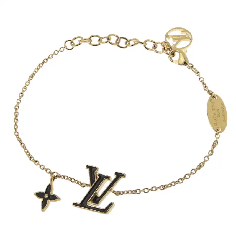 ルイヴィトン LOUIS VUITTON LVアイコニック エナメル ブレスレット GP ブラック/ゴールド色 M1191A 中古 LV2192
