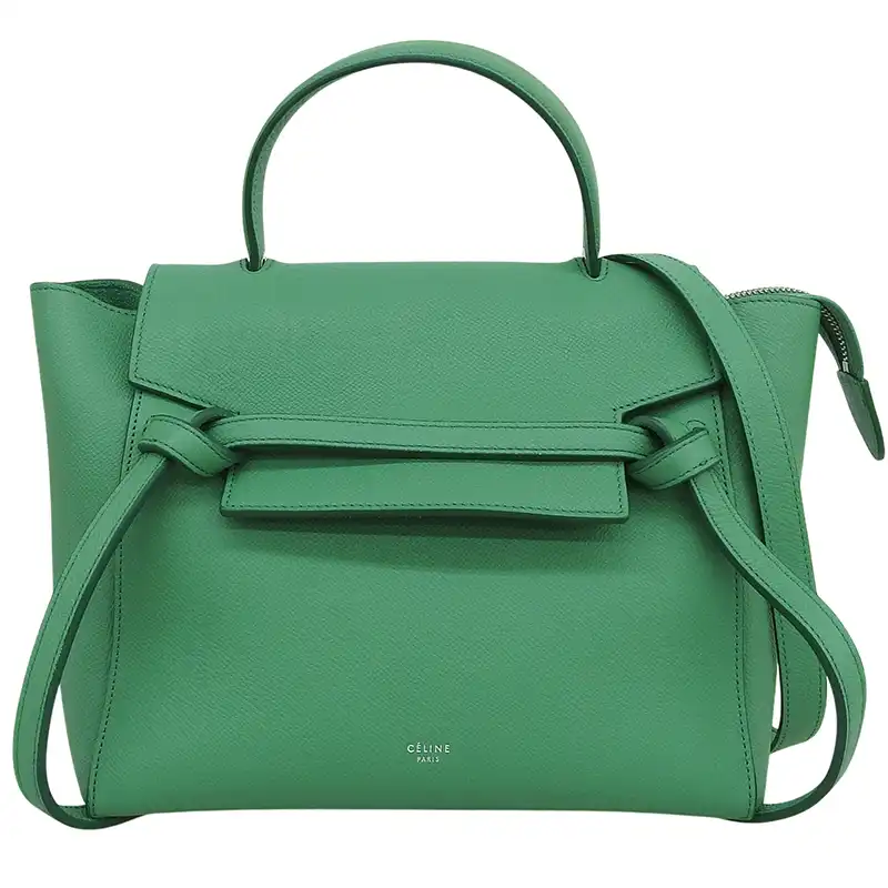 セリーヌ CELINE ベルトバッグ マイクロ 2WAYバッグ ハンドバッグ ショルダーバッグ レザー グリーン 中古 OB2898