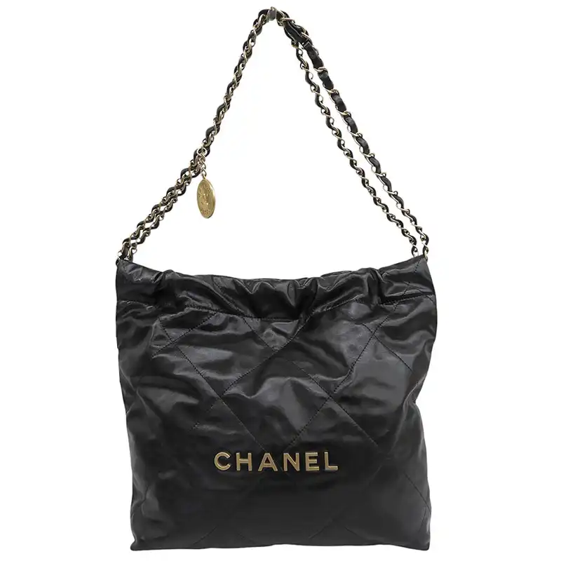 シャネル CHANEL シャネル22 スモール ハンドバッグ シャイニーカーフスキン ブラック AS3260 中古 CH1168
