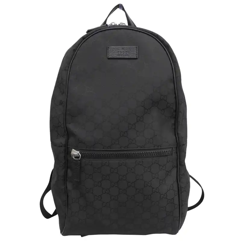 グッチ GUCCI バックパック リュックサック GG ナイロン/レザー ブラック 449181 中古 GU0694