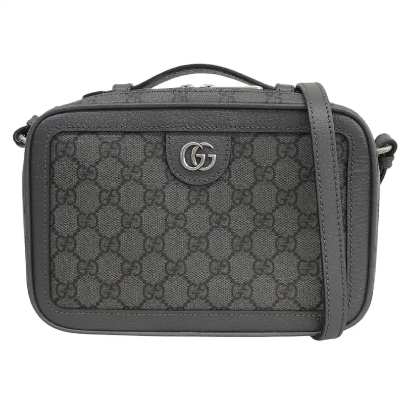 グッチ GUCCI 2WAYバッグ ショルダーバッグ ハンドバッグ GGスプリームキャンバス/レザー グレー 739392 中古 GU0696