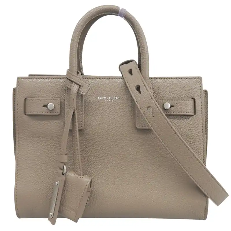http://サンローラン%20SAINT%20LAURENT%20サックドジュールナノ%202WAYバッグ%20ハンドバッグ%20ショルダーバッグ%20レザー%20グレージュ%20中古%20OB2914