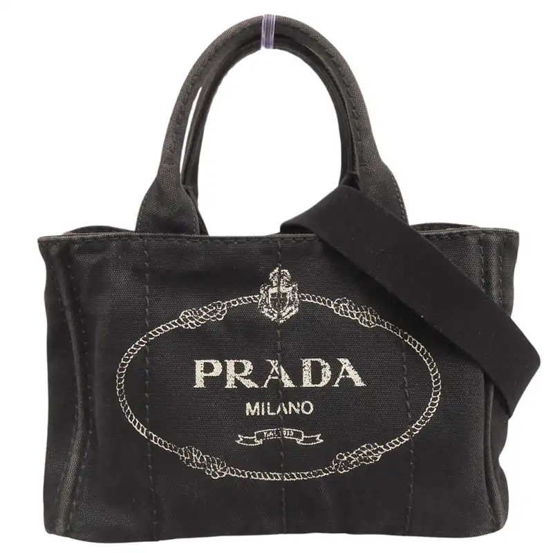 http://プラダ%20PRADA%20カナパ%202WAYバッグ%20トートバッグ%20ショルダーバッグ%20キャンバス%20ブラック%20中古%20OB2915