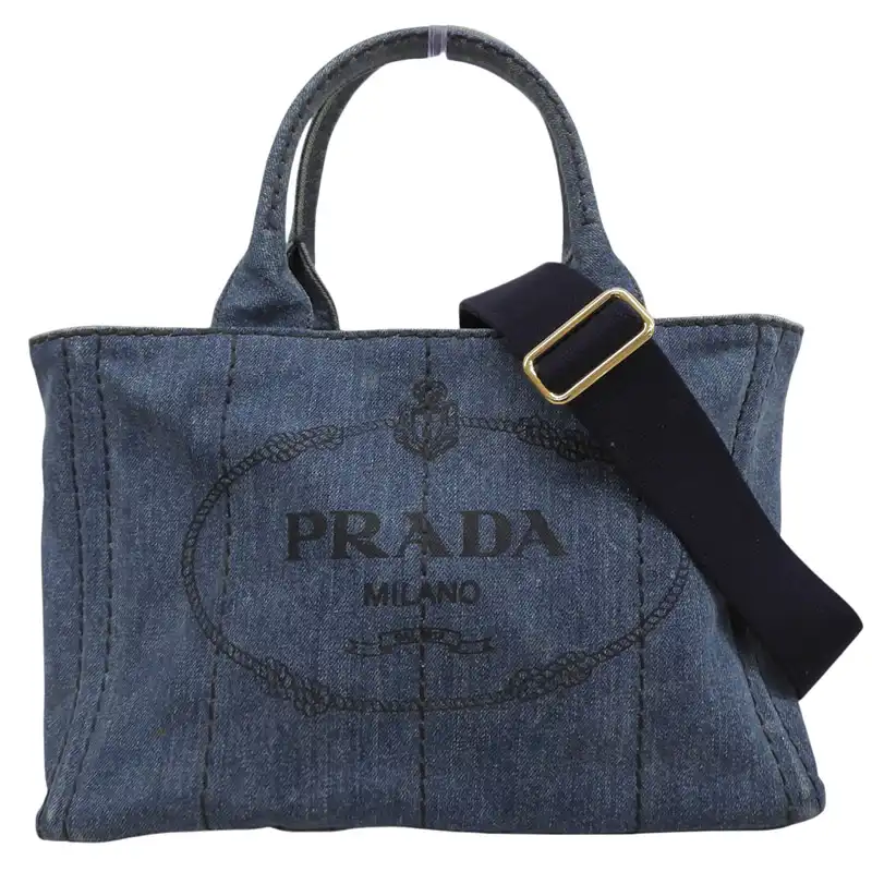 http://プラダ%20PRADA%20カナパ%202WAYバッグ%20トートバッグ%20ショルダーバッグ%20デニム%20ブルー%20中古%20OB2920