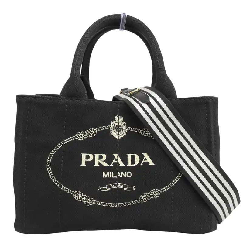 http://プラダ%20PRADA%20カナパ%202WAYバッグ%20トートバッグ%20ショルダーバッグ%20キャンバス%20ブラック%201BG439%20中古%20OB2921