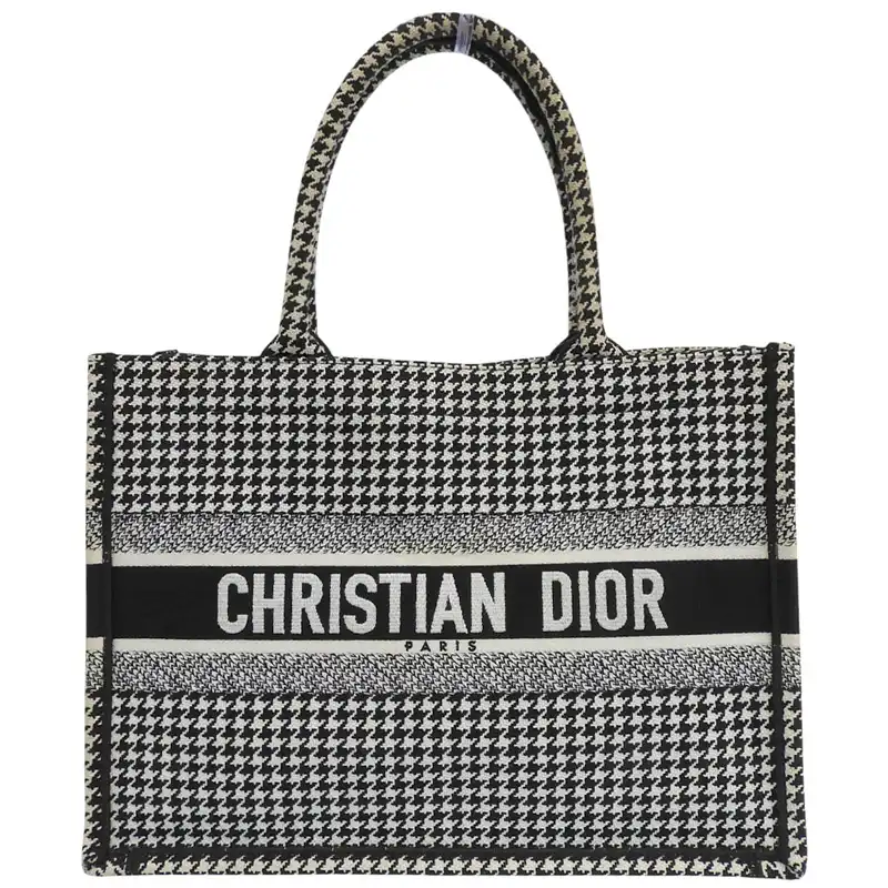 http://ディオール%20CHRISTIAN%20DIOR%20ブックトート%20ミディアム%20トートバッグ%20キャンバス%20ホワイト/ブラック%20中古%20OB2930