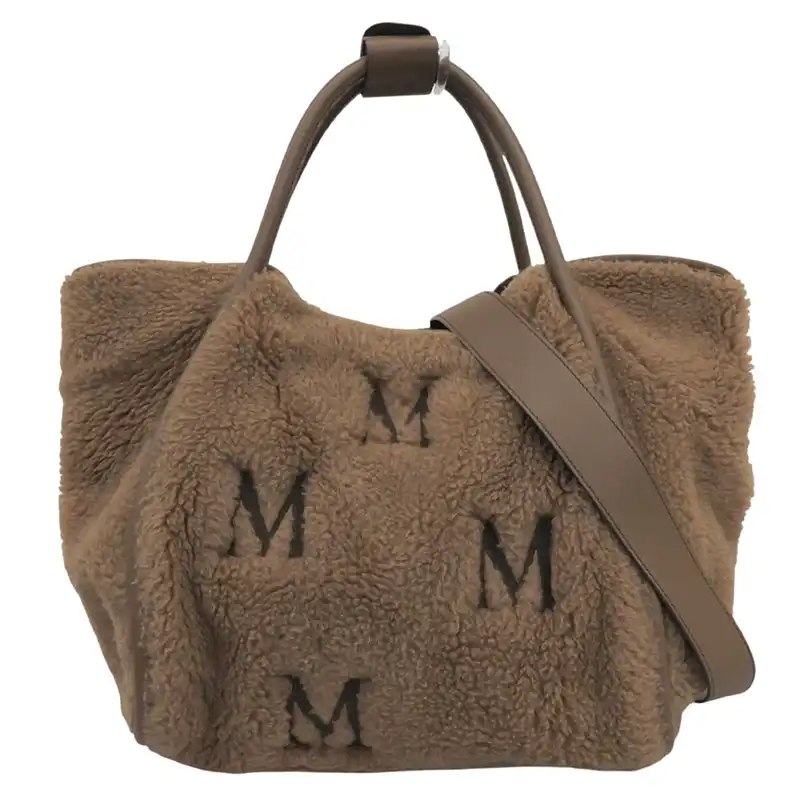 http://マックスマーラ%20MAXMARA%20テディベア%202WAYバッグ%20トートバッグ%20ショルダーバッグ%20ボア/レザー%20ブラウン%20中古%20OB2933