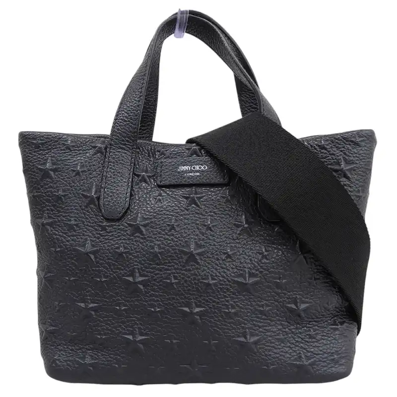 http://ジミーチュウ%20JIMMY%20CHOO%20スターエンボス%202WAYバッグ%20ハンドバッグ%20ショルダーバッグ%20レザー%20ネイビー%20中古%20OB2934