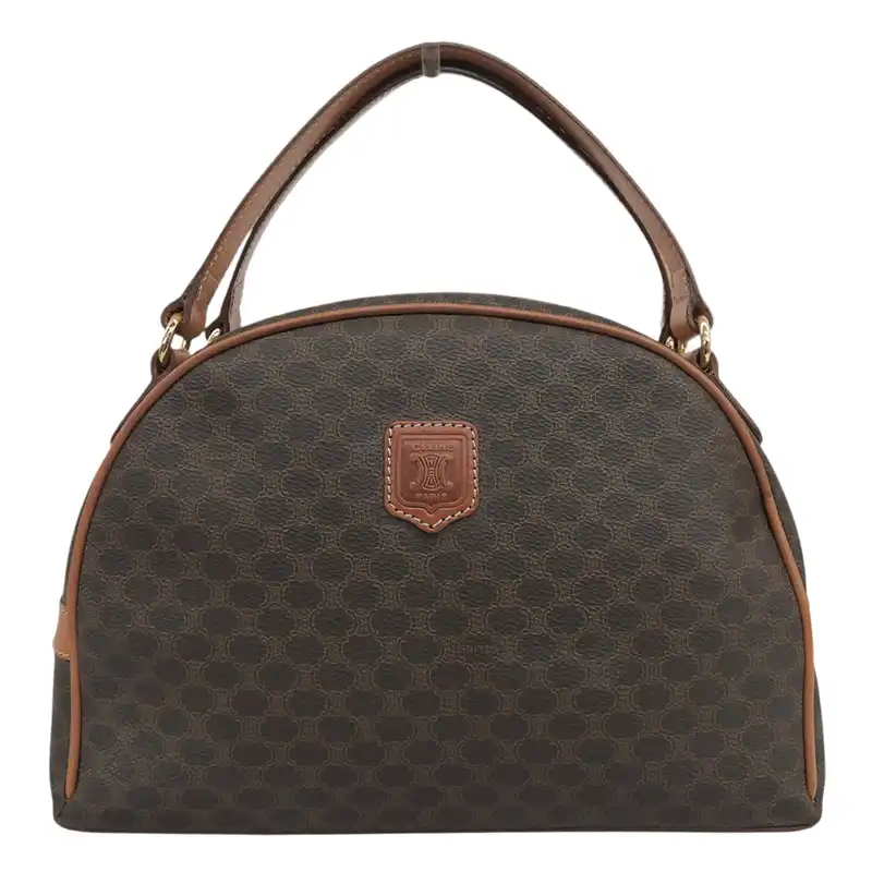 http://セリーヌ%20CELINE%20マカダム%20ハンドバッグ%20PVC/レザー%20ブラウン%20中古%20OB2942