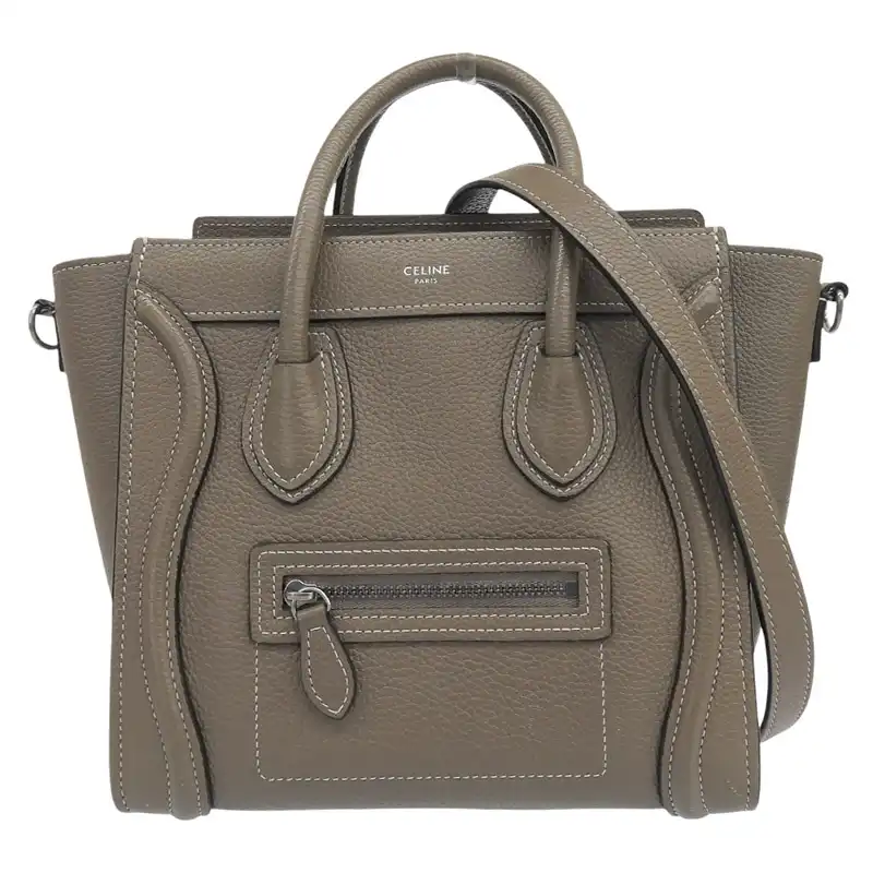 http://セリーヌ%20CELINE%20ラゲージ%20ナノショッパー%202WAYバッグ%20ハンドバッグ%20ショルダーバッグ%20レザー%20グレージュ%20中古%20OB2959