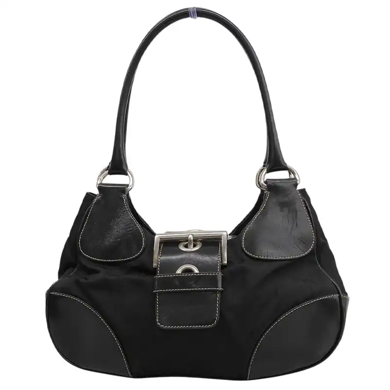 http://プラダ%20PRADA%20ハンドバッグ%20ナイロン/レザー%20ブラック%20中古%20OB3000