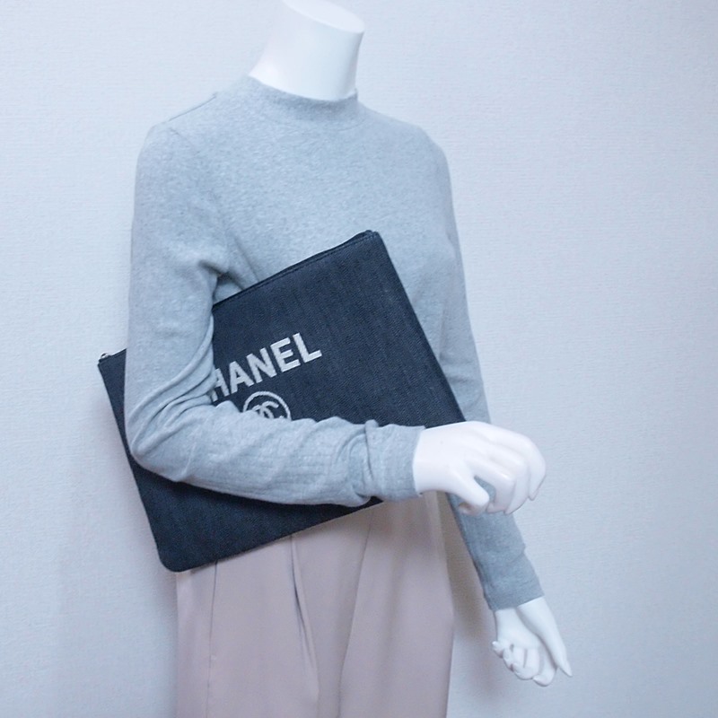 シャネル CHANEL バッグ クラッチバッグ ドーヴィル デニム ブルー