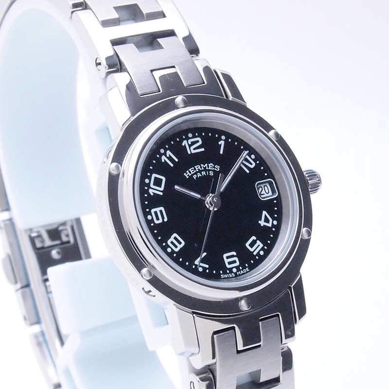 エルメス HERMES レディース腕時計 クリッパー CL4-210 SS ブラック文字盤 中古 おすすめ HE0388 | ロンド 大阪